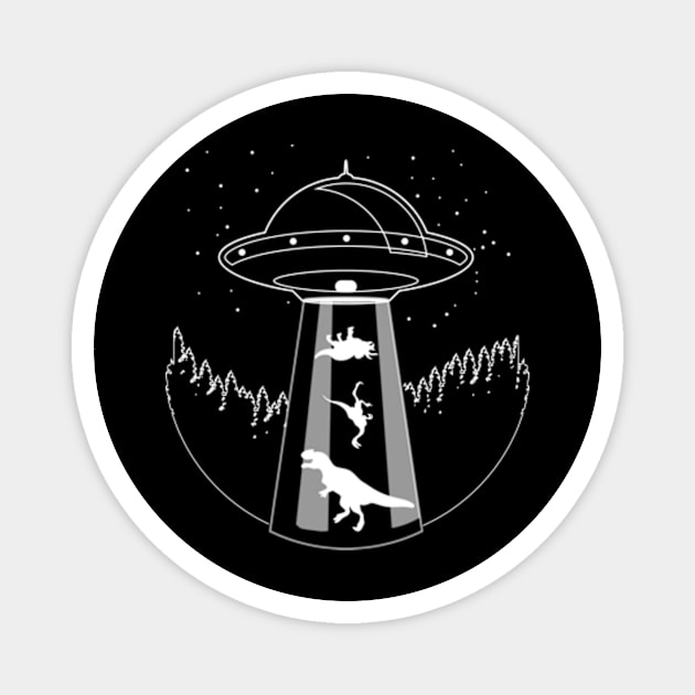 UFO & Dinosaurs | Funny UFO Gift Magnet by Journey Mills